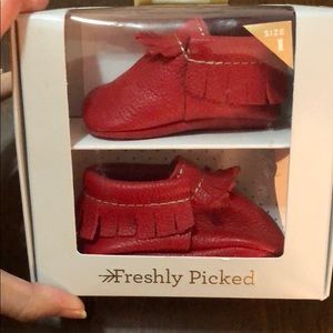 Freshly Picked moccasins in fire engine red size 1